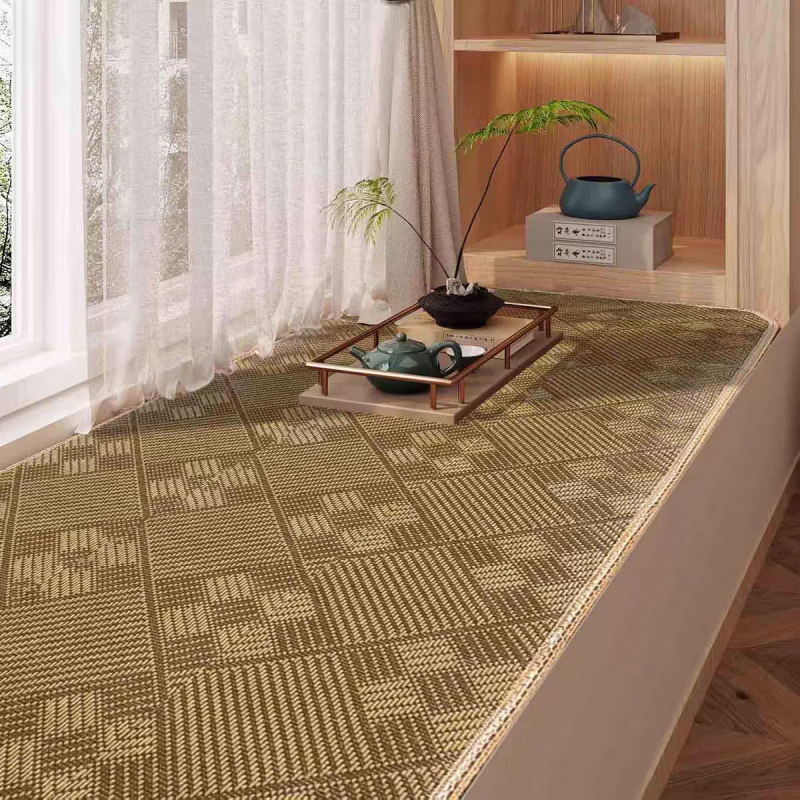 Aigechen bay window mat mat summer ice rattan balcony mat Chinese rattan living room window sill bamboo mat thickened couch nine palace grid 70 200 cm