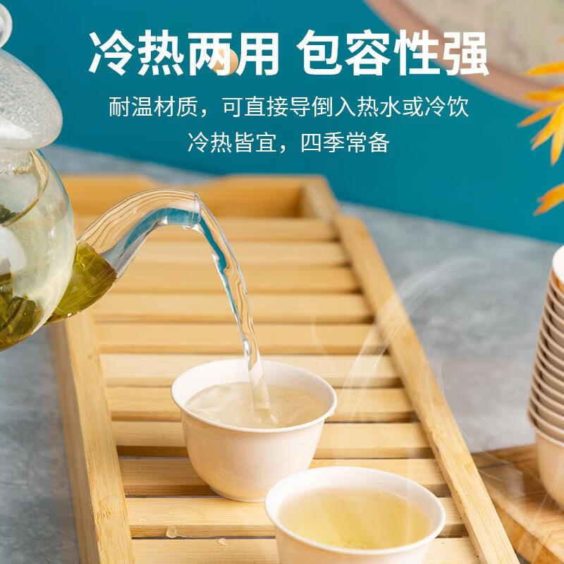 Nuoxian Disposable Tea Cup Kung Fu Tea Cup Thickened and Hardened High Temperature Resistant Small Cup Travel Tea Drinking Portable Tea Set 50 Pieces Rice Husk Kung Fu Thickened Style 1 Bag