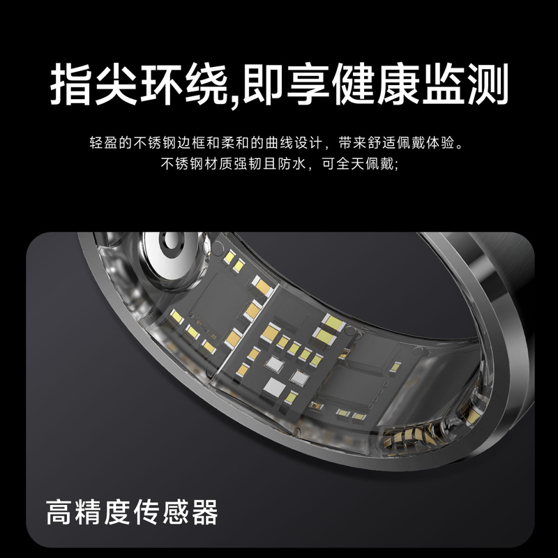 NUIBC Vibration Reminder Smart Ring Gesture Control Incoming Calls and WeChat Messages and SMS Alarm Clock Vibration Reminder Smart Ring Takes Photos and Videos Lighter than a Watch Silver Size 8 (Circumference 57mm)