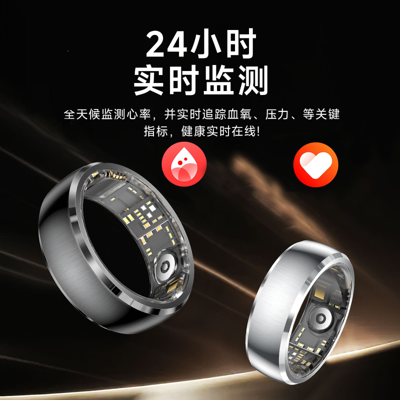 NUIBC Vibration Reminder Smart Ring Gesture Control Incoming Calls and WeChat Messages and SMS Alarm Clock Vibration Reminder Smart Ring Takes Photos and Videos Lighter than a Watch Silver Size 8 (Circumference 57mm)
