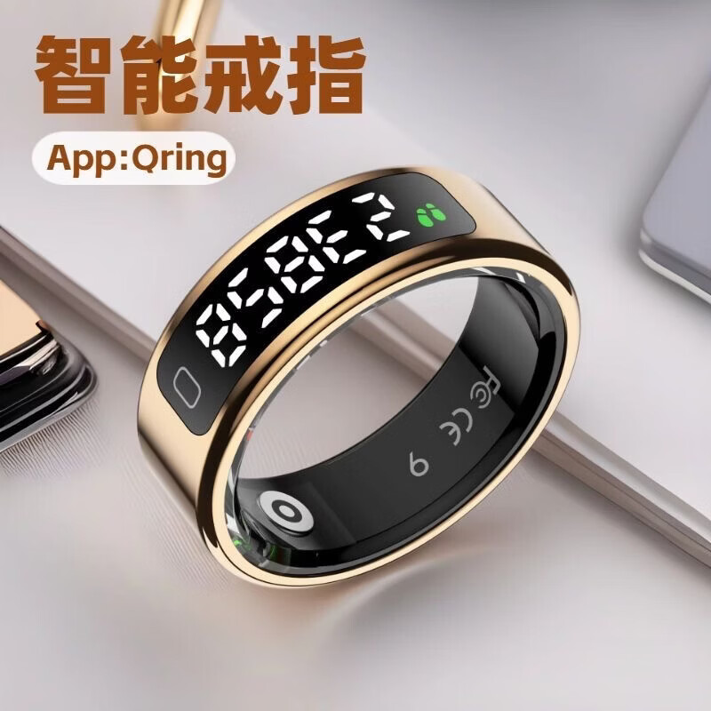 New AI Smart Bluetooth Ring with Display Hand Screen Gesture Control Sleep Monitoring Heart Rate Blood Oxygen Blood Pressure Health Ring Step Counter Health Exercise Monitoring Smart Waterproof Rose Gold Free Charging Box Size 10 20mm Recommended 65-70kg