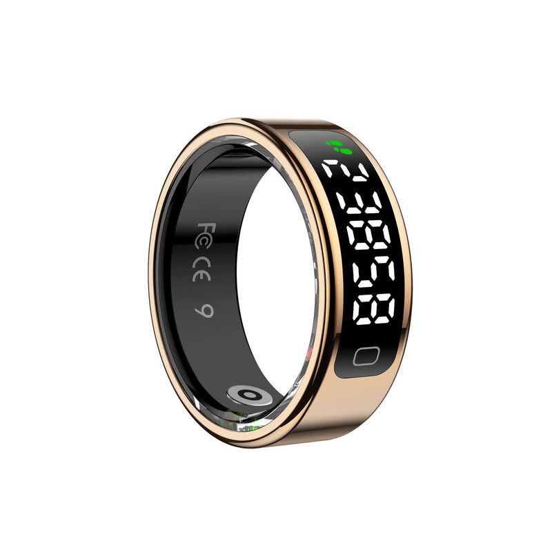 New AI Smart Bluetooth Ring with Display Hand Screen Gesture Control Sleep Monitoring Heart Rate Blood Oxygen Blood Pressure Health Ring Step Counter Health Exercise Monitoring Smart Waterproof Rose Gold Free Charging Box Size 10 20mm Recommended 65-70kg