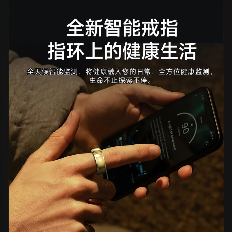 NUIBC Vibration Reminder Smart Ring Gesture Control Incoming Calls and WeChat Messages and SMS Alarm Clock Vibration Reminder Smart Ring Takes Photos and Videos Lighter than a Watch Silver Size 8 (Circumference 57mm)
