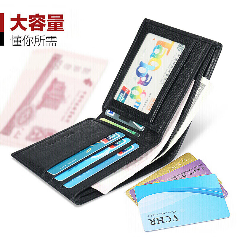 Scarecrow Men's Wallet Short Business First Layer Cowhide Horizontal Two-fold Ticket Holder Multi-Card Slot Wallet New Year's Gift