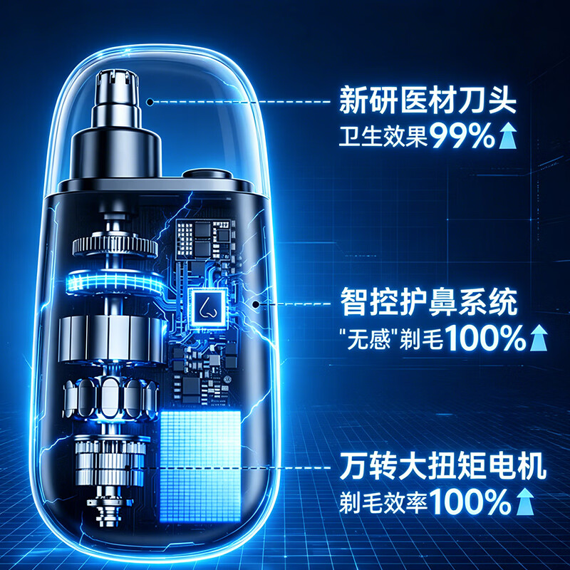 Geely Nose Hair Trimmer Men's Painless Portable Nostril Cleaning Artifact Rechargeable Shaver as a Gift for Your Boyfriend and Father with Constant Voltage Power Flagship Nose Hair Trimmer --- Black