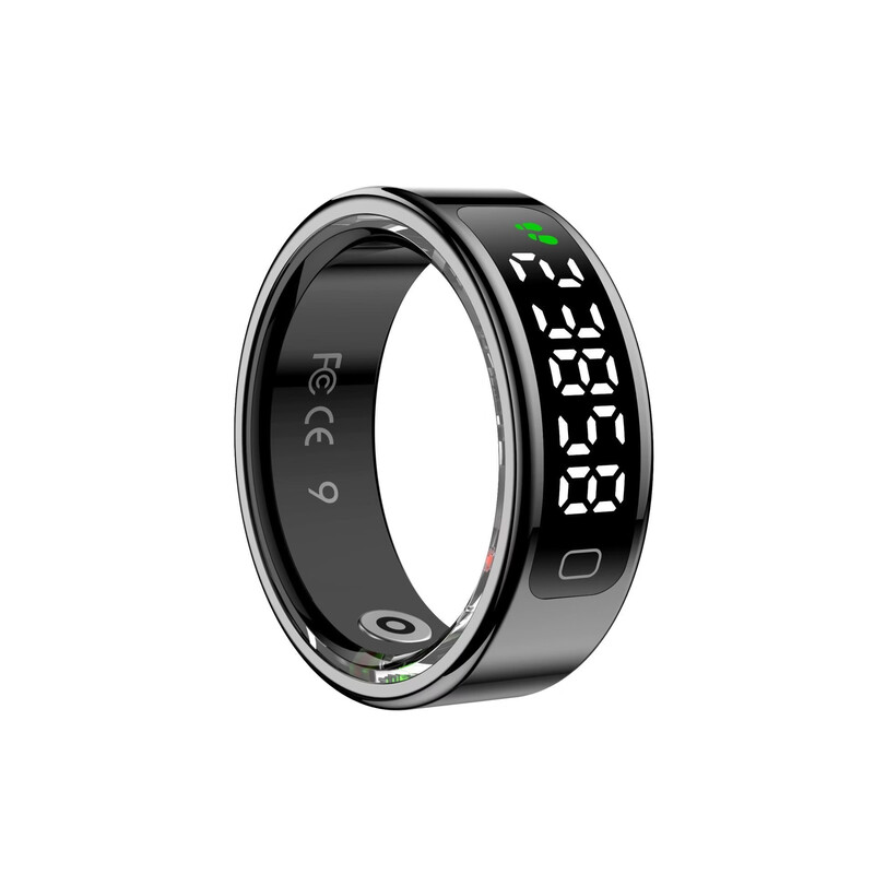 New AI Smart Bluetooth Ring with Display Hand Screen Gesture Control Sleep Monitoring Heart Rate Blood Oxygen Blood Pressure Health Ring Step Counter Health Exercise Monitoring Smart Waterproof Rose Gold Free Charging Box Size 10 20mm Recommended 65-70kg