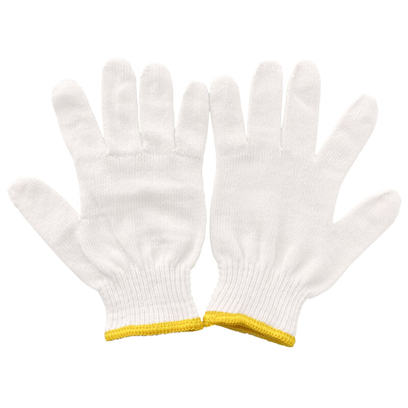 Shengfang gloves labor protection wear-resistant work anti-slip cotton thickened white cotton yarn cotton thread construction site gloves 550 yellow edge 60 pairs