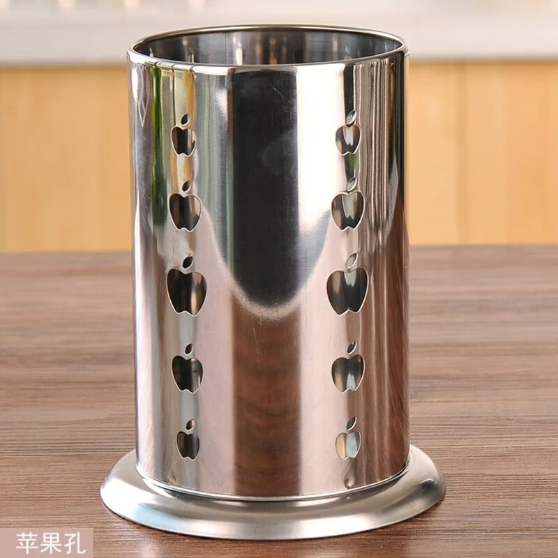 Yingrong thickened stainless steel chopstick cage kitchen round chopstick tube household chopstick basket chopstick tableware storage rack chopstick cage rack apple hole