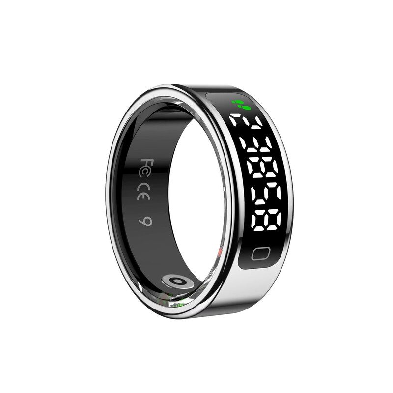 New AI Smart Bluetooth Ring with Display Hand Screen Gesture Control Sleep Monitoring Heart Rate Blood Oxygen Blood Pressure Health Ring Step Counter Health Exercise Monitoring Smart Waterproof Rose Gold Free Charging Box Size 10 20mm Recommended 65-70kg