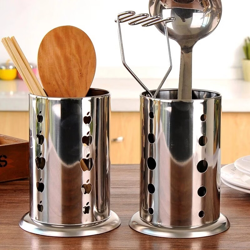 Yingrong thickened stainless steel chopstick cage kitchen round chopstick tube household chopstick basket chopstick tableware storage rack chopstick cage rack apple hole