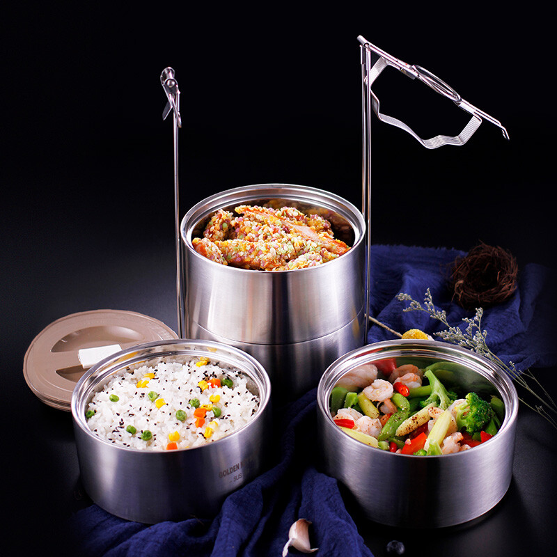 Golden Key 304 stainless steel ultimate 3.6L four-layer insulated lunch box basket layered lunch box GK-TL3600-4