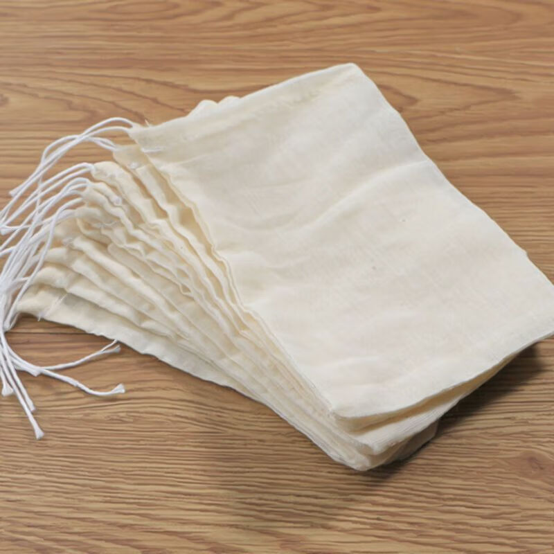 Edible cotton filter bag, slag separator bag, Chinese medicine packaging cloth bag, material bag, brine bag, foot medicine bag, gauze bag, premium fine mesh, 8*10 cm, 10 pieces