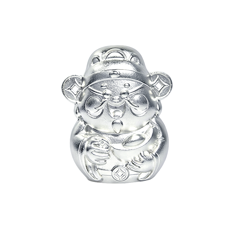 Pure Bamboo Silver 9999 Pure Silver God of Wealth Solid Silver Decoration Tea Pet Investment Collection Gift 50g/piece Pure Silver God of Wealth 5 Pieces (Gift Box)