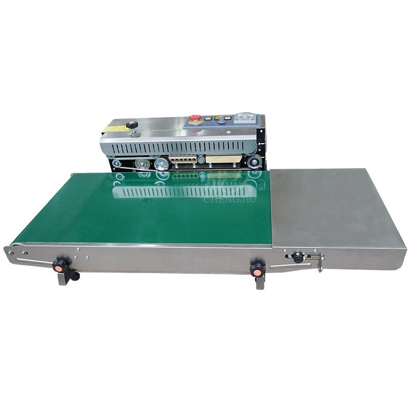 FR-400 widened heavy bag continuous film sealing machine Kraft paper bag automatic plastic bag PE bag sealing and packaging machine Aluminum foil bag conveyor table widened sealing machine