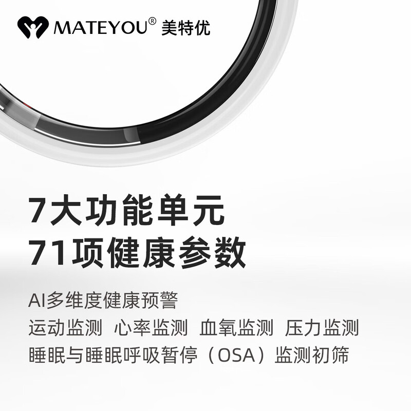 MATEYOU AI Smart Ring Sleep Apnea Monitoring Preliminary Screening Sleep Monitoring Exercise Heart Rate Blood Oxygen Pressure Monitoring Caring for Relatives and Friends Wearing Ring Matte White Porcelain No. 8