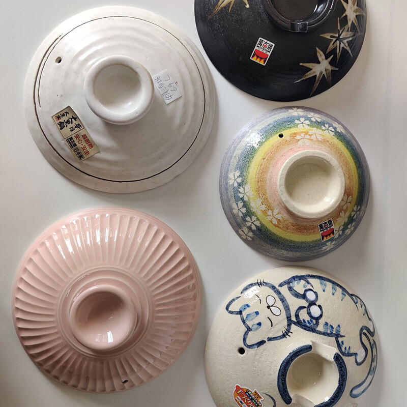 Coco House imported from Japan Emanguyaki series earthen pot casserole ceramic pot lid accessories lid inner lid outer lid pot lid No. 6 ceramic plate lid Mishima earthen pot available 16.5cm