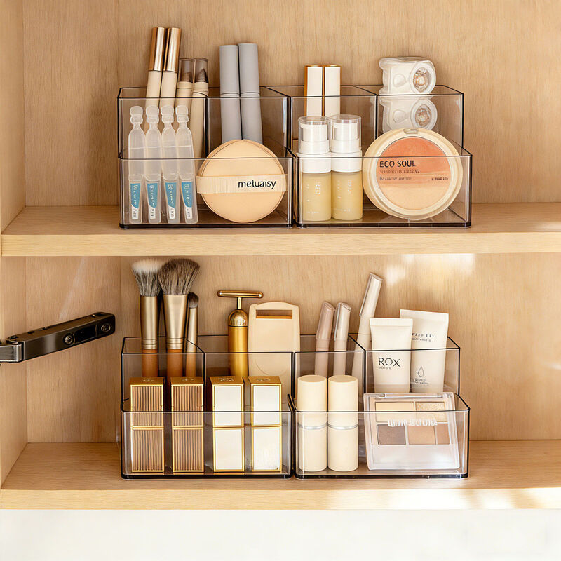 Fan Yejia's 2 mirror cabinet storage boxes cosmetics desktop compartment organizer skin care product powder puff lipstick storage rack