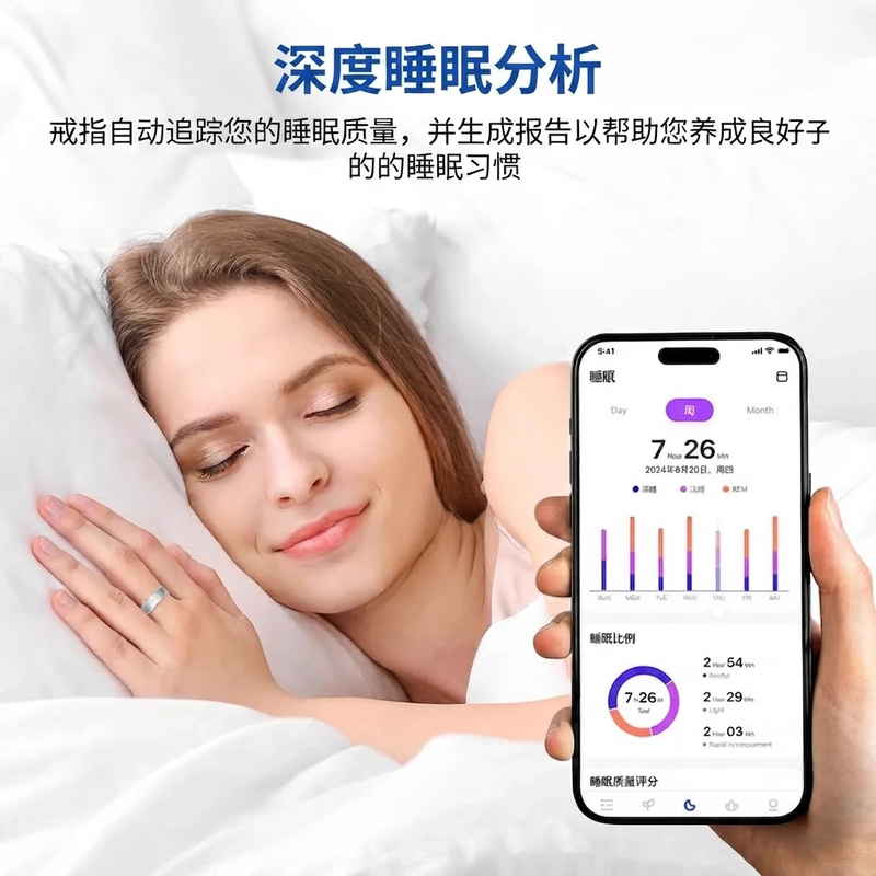 ZekNeo JD.com back-to-school season smart AI ring with blood oxygen, sleep, and exercise data monitoring functions 5ATM + IP68 waterproof slim and compact rose gold 10