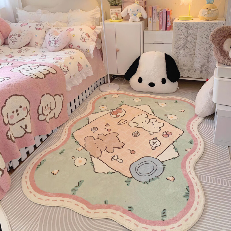 NOLIN special-shaped bedroom carpet ins style home living room coffee table mat girl's bedside blanket sofa soft foot mat bay window mat colorful flower red 120cm*160cm