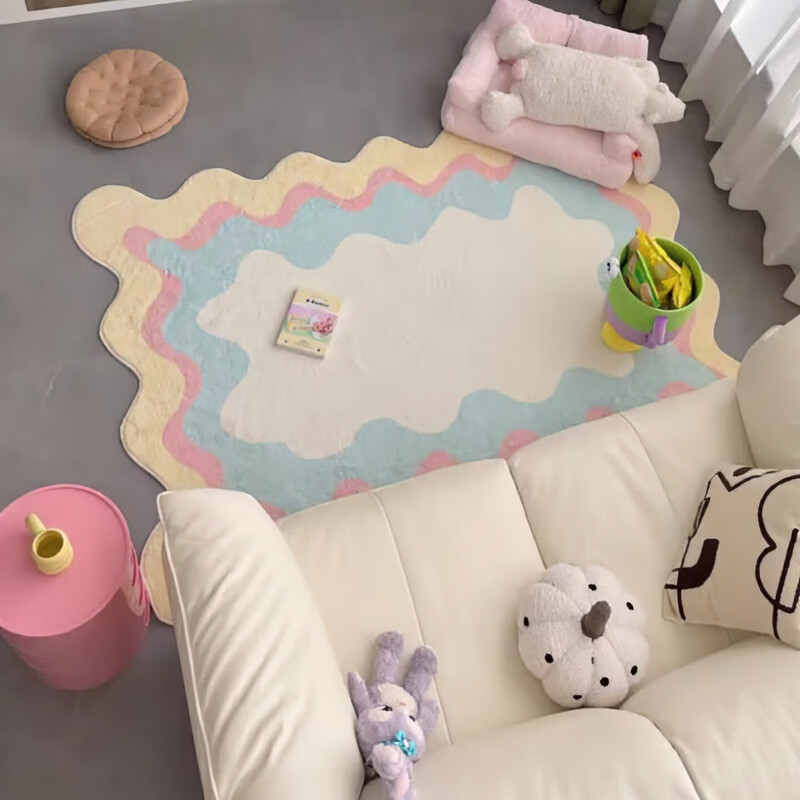 NOLIN special-shaped bedroom carpet ins style home living room coffee table mat girl's bedside blanket sofa soft foot mat bay window mat colorful flower red 120cm*160cm