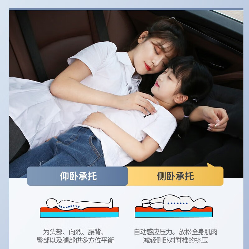 XIANNIAO car air mattress, car suv, car rear sleeping pad, folding rear seat air bed gap pad, sleeping tool, basic model (air pump + long leg squat + headrest), outdoor self-driving travel equipment for children and strollers
