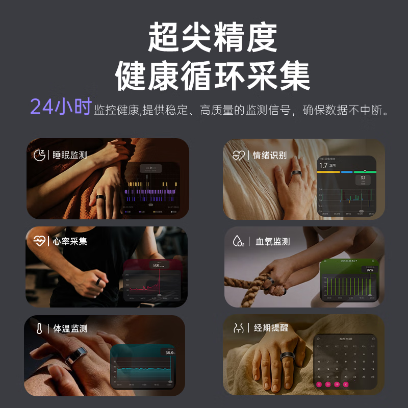 Lotus Purple Star LotusRing Smart Ring AI Health Monitoring Vibration Reminder Sleep Insight Sports Tracking Vibration Touch Interaction for Incoming Calls Smart Ring Black No. 10