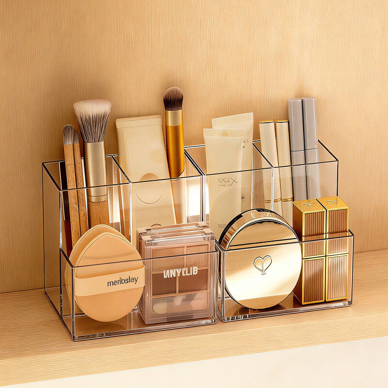 Fan Yejia's 2 mirror cabinet storage boxes cosmetics desktop compartment organizer skin care product powder puff lipstick storage rack