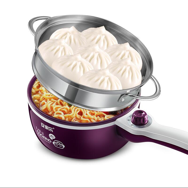 Mengyier electric cooker plug-in non-stick frying pan small frying pan mini dormitory for frying steak khaki color + steamer 0cm