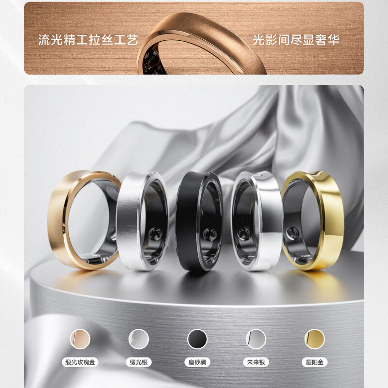 RingConn Smart Ring Heart Rate Blood Oxygen Women's Menstrual Period Blood Pressure Assessment Vibration Reminder Satin Rose Gold No. 14 (23.50mm)