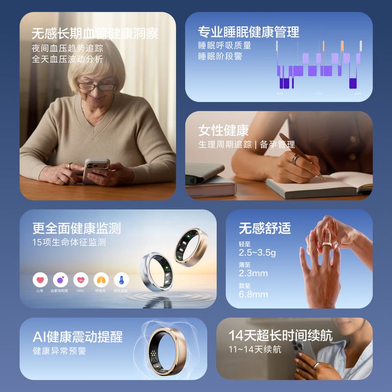 RingConn Gen 3 Smart Ring Sleep Monitoring Exercise Heart Rate Blood Oxygen Sleep Monitoring Vascular Health Insights Vibration Reminder AI Health Ring Gen3 Future Silver No. 11