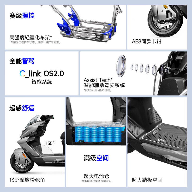ZEEHO's new ultra-core product AE6 series high performance, strong control, long endurance electric motorcycle, smart lithium battery flagship electric motorcycle motorcycle AE6 Pro 72V32Ah lead-acid