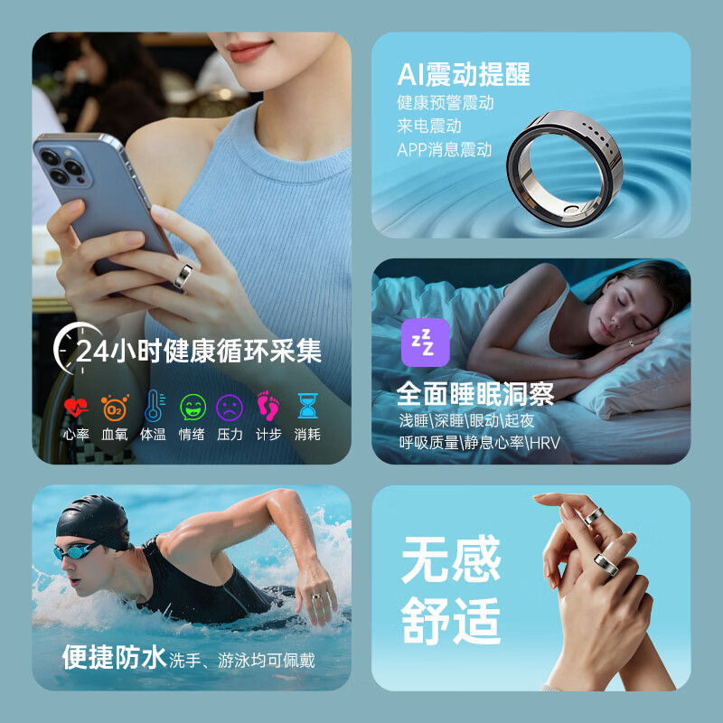 Lotus Purple Star LotusRing Smart Ring AI Health Monitoring Vibration Reminder Sleep Insight Sports Tracking Vibration Touch Interaction for Incoming Calls Smart Ring Black No. 10