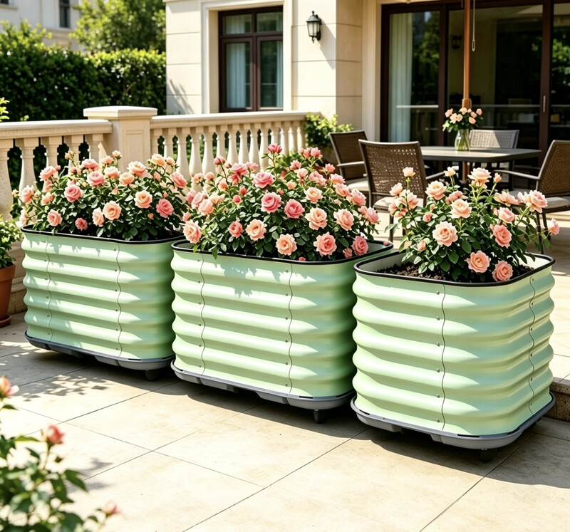 Aluminum alloy vegetable planting box outdoor balcony courtyard rectangular flower box metal planting box household one meter vegetable garden light green soil-free self-absorbing model length 180cm width 45cm height 47cm