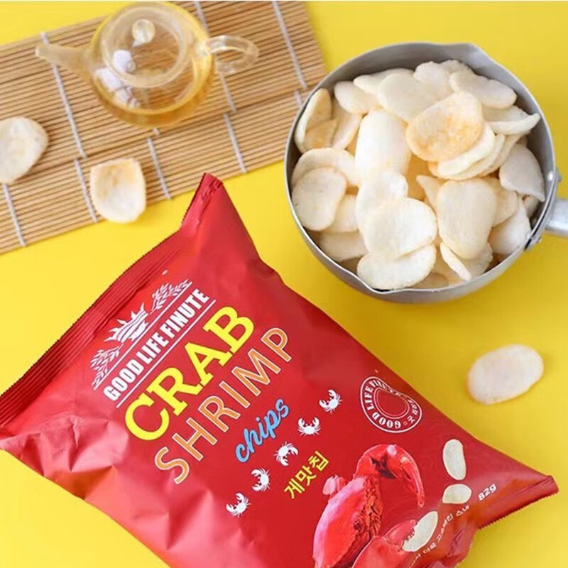 South Korea imported Qu Laifu shrimp chips garlic crab flavor puffed crispy snack snacks snack food 2 flavors 1 bag each
