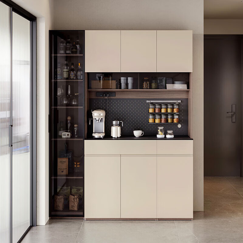 Lin's Home Italian Simple Sideboard Storage Cabinet Living Room Wall Tea Cabinet Wine Cabinet Lin's Wood Industry TV1T Functional Sideboard High Cabinet + Dining Table + Dining Chair