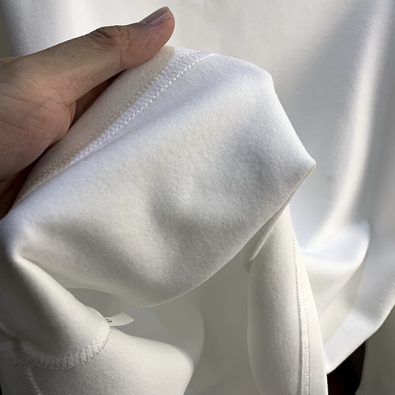 Langsha long-sleeved T-shirt women's white pure cotton petite bottoming shirt brushed plus velvet autumn and winter mid-length sweatshirt inner top 394 Bai De velvet M