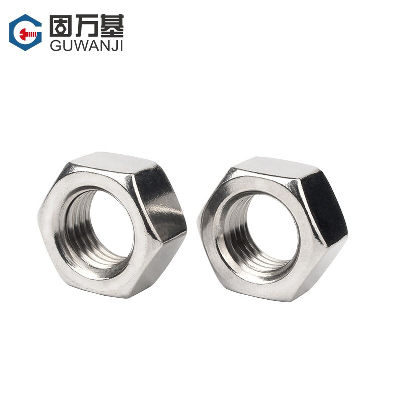 GUWANJI 304 stainless steel hexagonal nut 316L hexagonal nut 201 screw nut bolt set DIN934 national standard 304 material M3 (100 pieces)