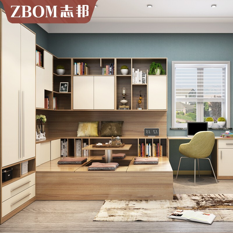 Zhibang Tatami Customized Tatami Bed Liftable Table Tatami Customized Wardrobe Multifunctional Storage Cabinet Corner Desk Modern Simple Whole House Customized Furniture 500 Reservation Deposit