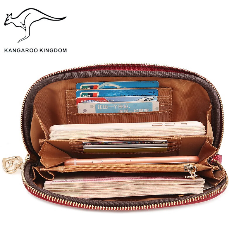 True Australian Kangaroo Wallet Women's Genuine Leather Large Capacity Multi-Card Slot Clutch Women's Handbag First Layer Cowhide Soft Leather Small Bag Women's Handbag Burgundy