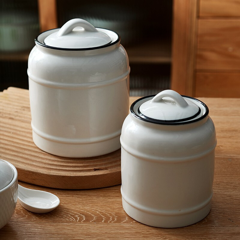 INMIND HOUSE kitchen lard jar household high temperature resistant ceramic jar with lid oil spicy jar chili oil special jar large