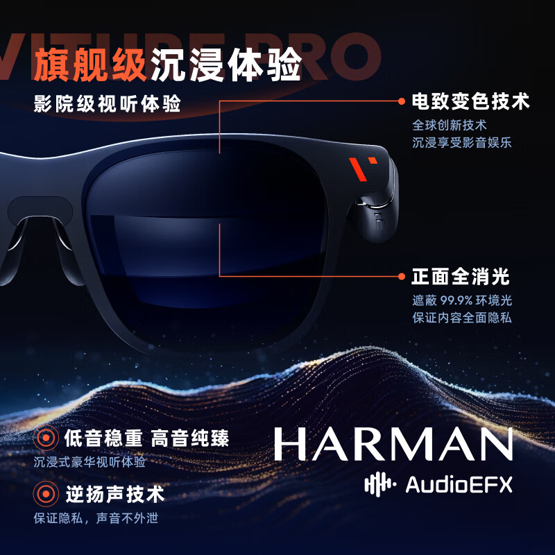 VITURE Pro flagship XR/AR smart glasses AI real-time 2D to 3D conversion 1000nits eye brightness 120Hz high brush mobile immersive large screen