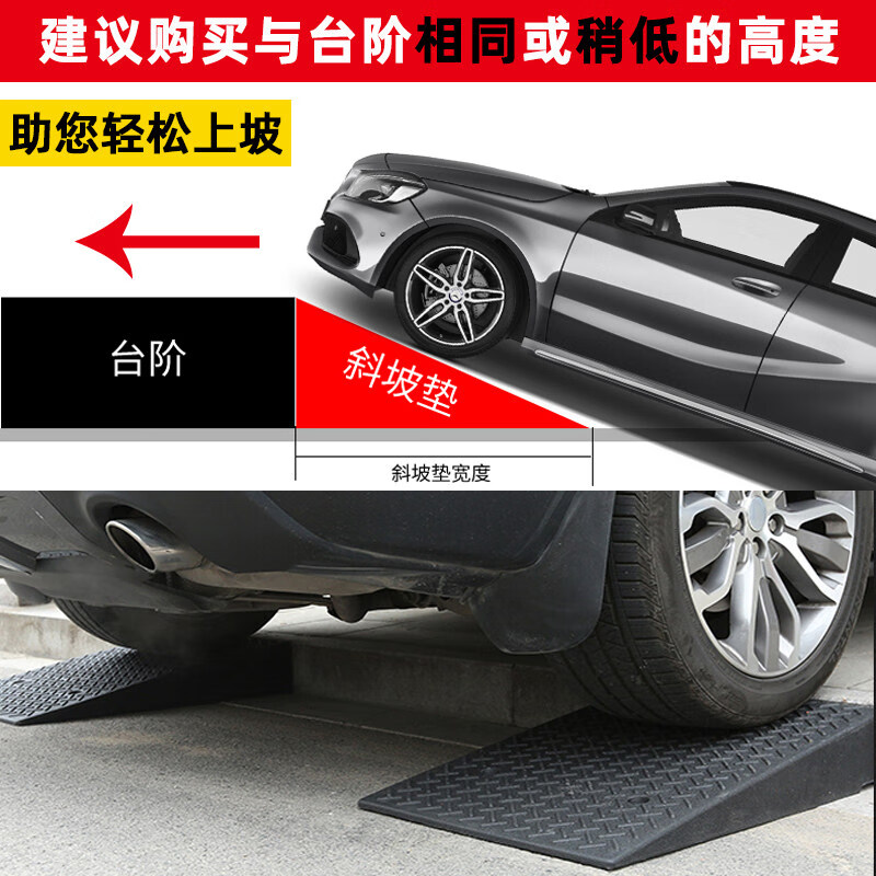 Baige step slope mat threshold curb curb slope triangle step mat car climbing uphill mat 100*50*10 all black rubber and plastic model CW013976