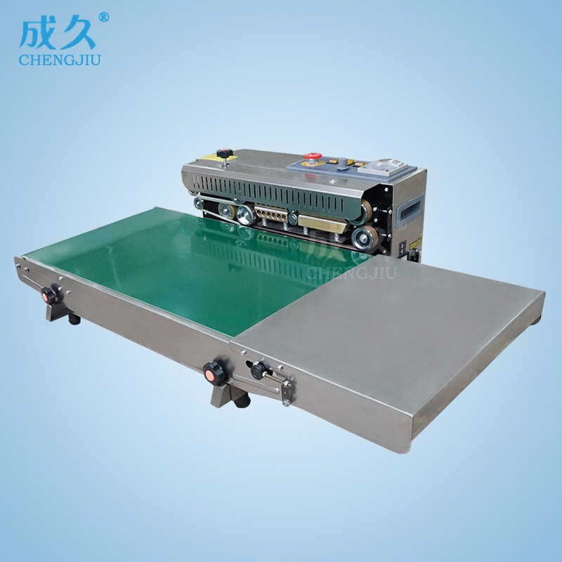 FR-400 widened heavy bag continuous film sealing machine Kraft paper bag automatic plastic bag PE bag sealing and packaging machine Aluminum foil bag conveyor table widened sealing machine