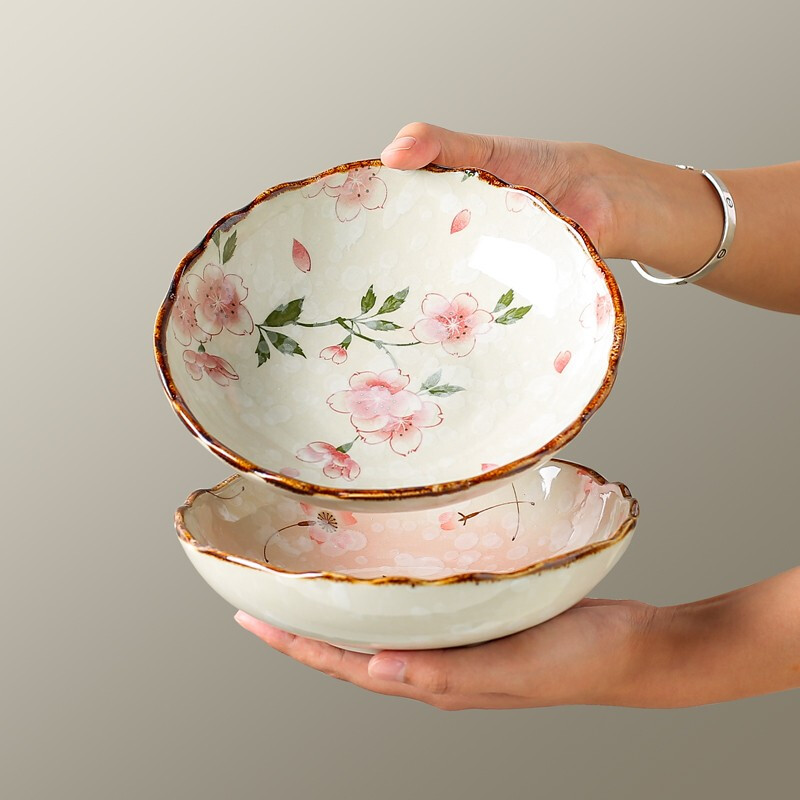 Kawashimaya Japanese-style ceramic plate dish plate household new Internet celebrity creative dinner plate high-end saucer deep plate recommended combination mixed color 4 pieces