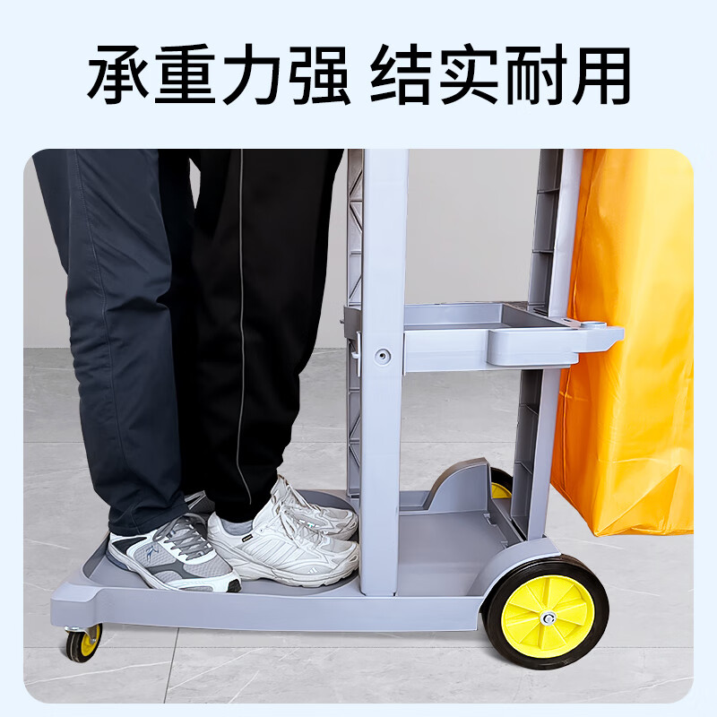 Baiyun Chaobao D-11-1C hand push cleaning cart hotel commercial room service cart linen cart shopping mall property cleaning sweeping cart removable multi-functional tool utility cart with cover double barrel water squeezer gray cleaning cart D-11-1C