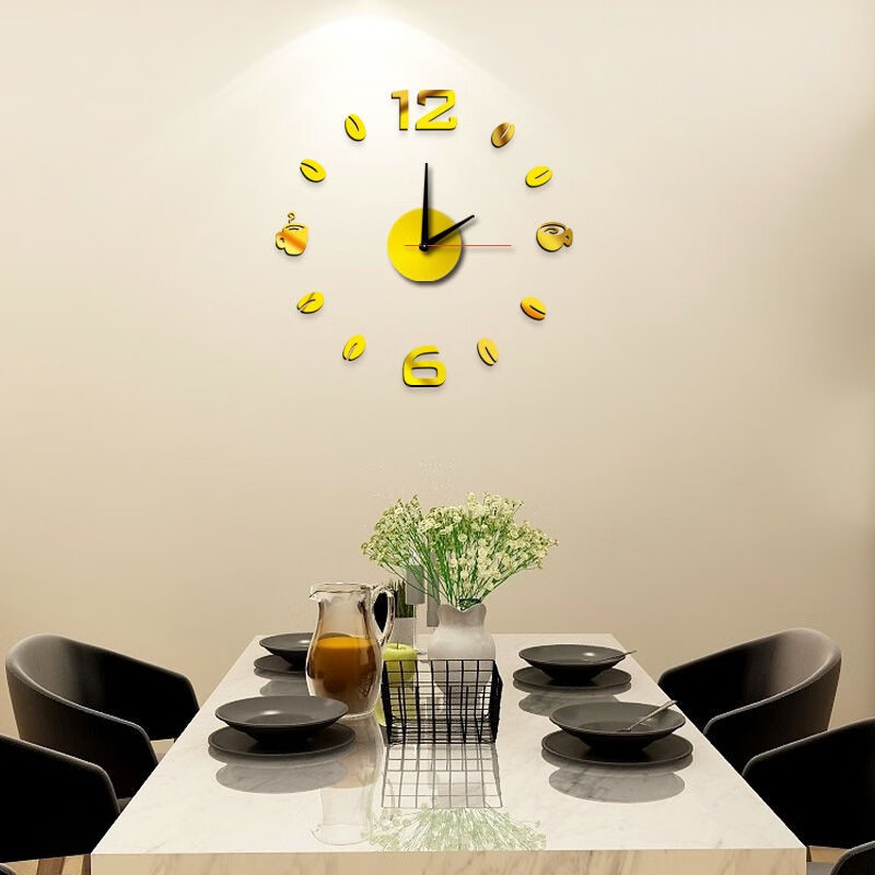 Drum group wall clock wall punch-free simple creative clock watch living room home bedroom wall sticker elegant black 40cm diameter