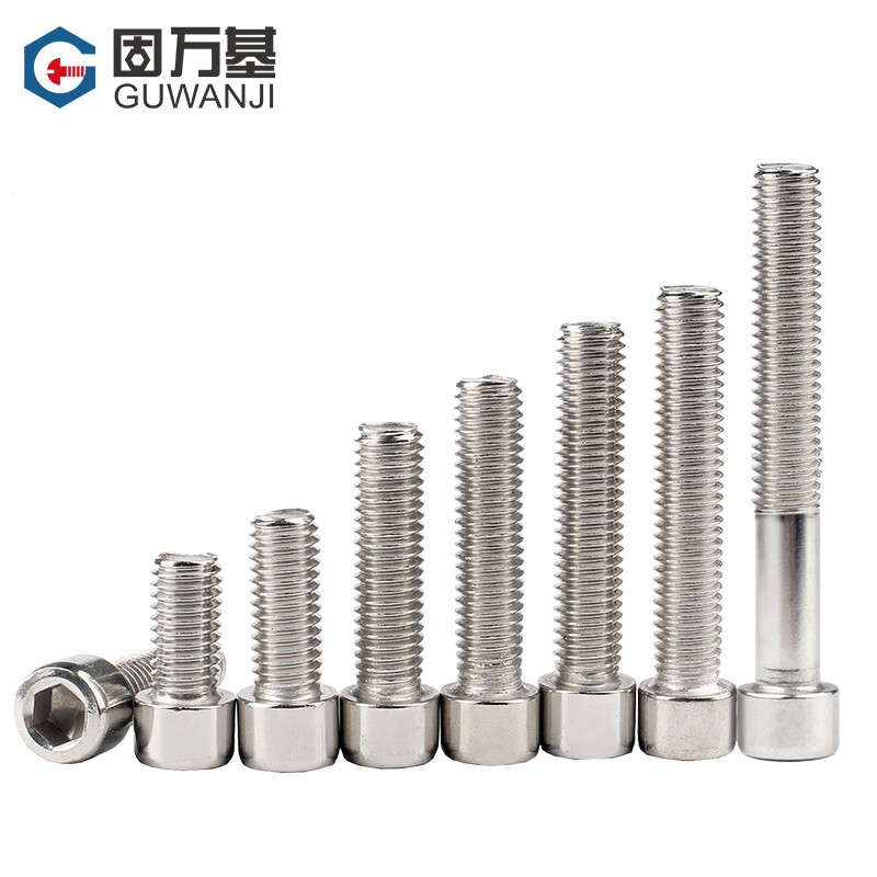 Guwanji 201 stainless steel cylindrical head hexagonal bolt HM cup head hexagonal screw screw encyclopedia screw M6*8 50 pieces