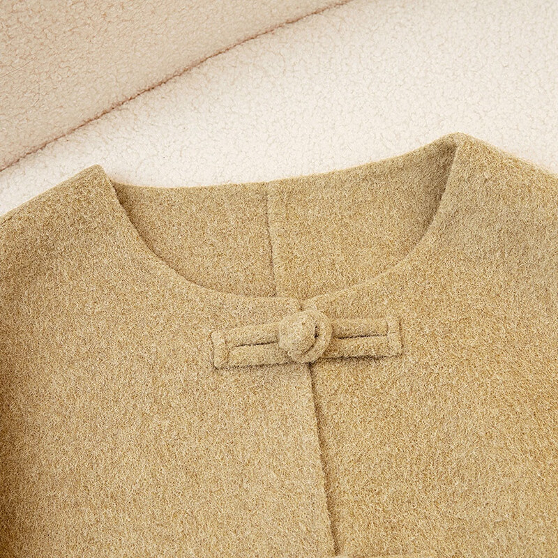 Shechi 2025 winter new women's new Chinese style single-breasted loose style sheep wool double-sided woolen coat