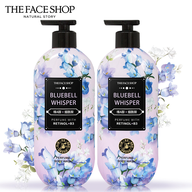 Face Shop Vitamin A Alcohol Niacinamide Silky Smooth Fragrance Shower Gel Moisturizing Moisturizing Body Lotion Set 2 Bottles - Shower Gel - Wind Chime Whisper - Optional