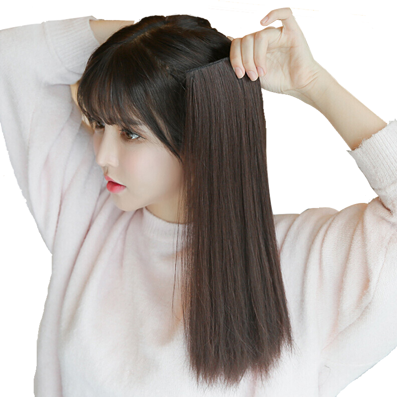 Yixin wig female hair piece unisex mini heightening wig piece fluffy hair replacement fluffy invisible hair replacement piece natural black - length 20cm 2 pieces